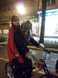 Little red riding hood Mexico City Day of the dead bike ride