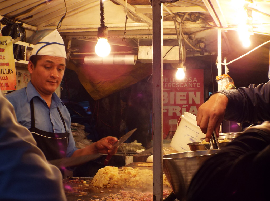 streetside tacos in La Roma