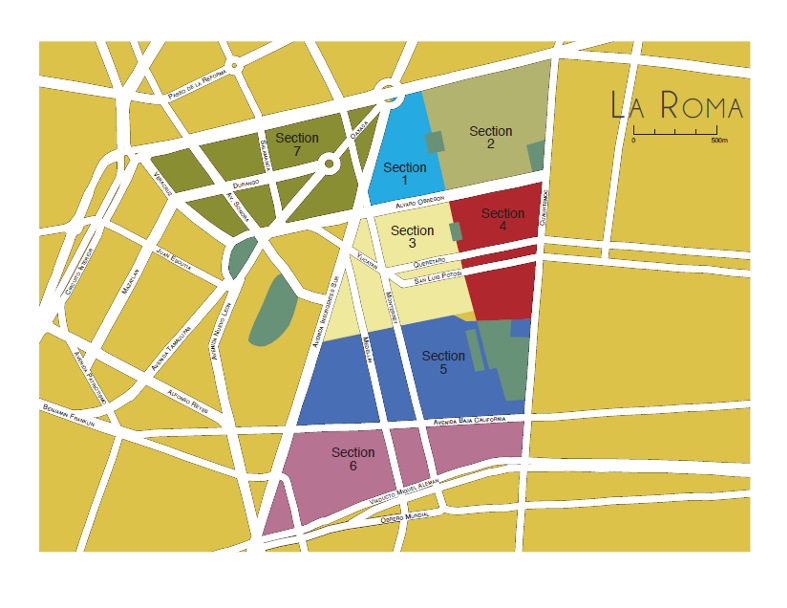 map of La Roma Mexico City